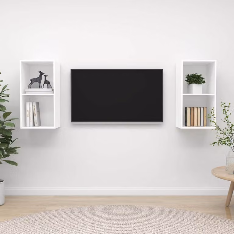 Set di 2 mobili TV da parete vidaXL in legno multistrato bianco opaco per soggiorno
