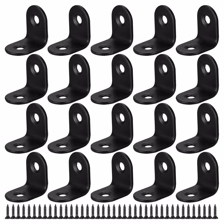 Staffa angolare - Acciaio inossidabile - 20 pezzi - 90 gradi - Nero - 2 x 2 cm