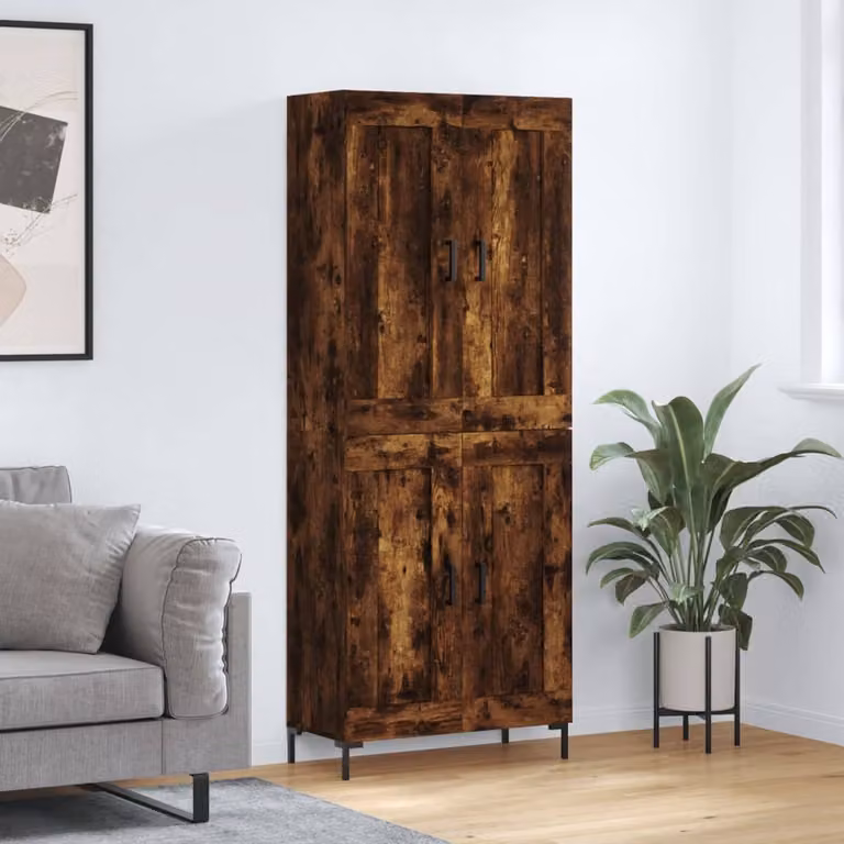 Credenza vidaXL in Rovere Fumo con Ante a Battente e Ripiani Interni, L/P/H: 69,5 x 34 x 180 cm