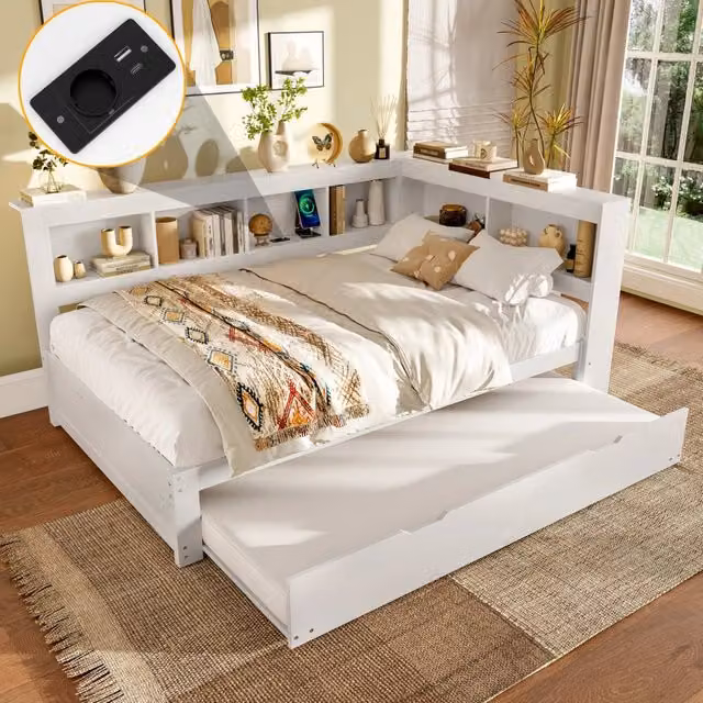 Letto divano con letto estraibile in MDF e pino 140x200 cm