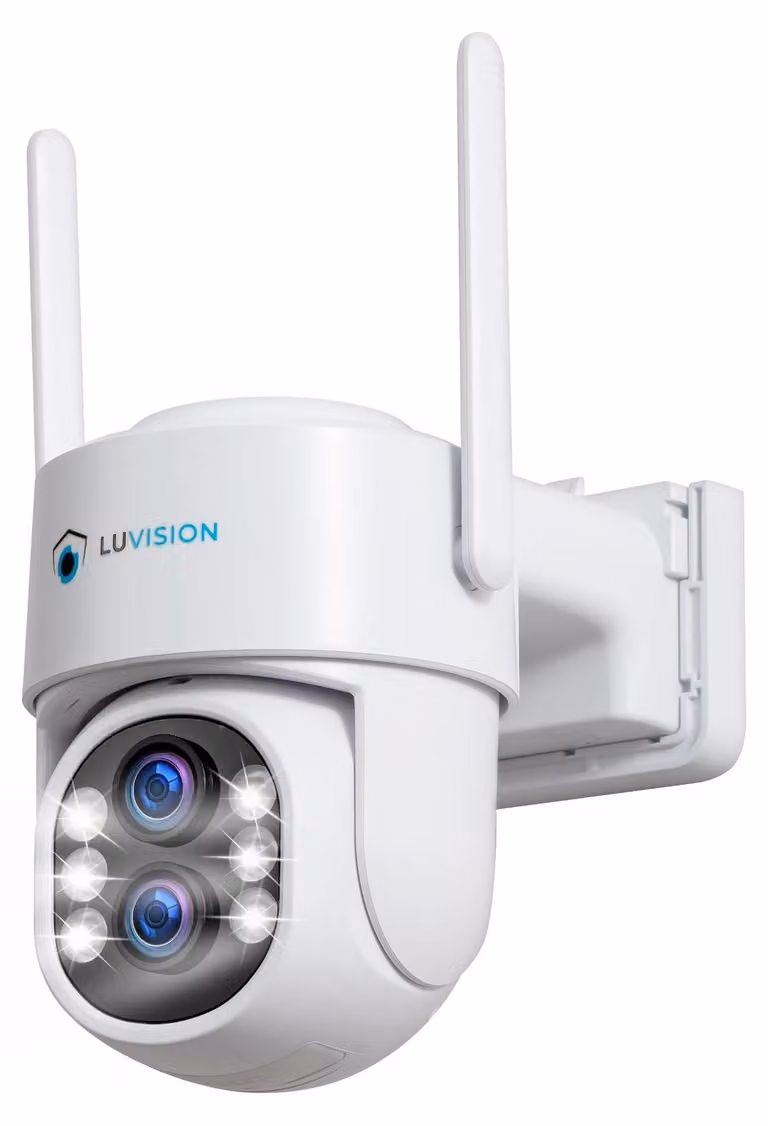 LUVISION Telecamera di sorveglianza PTZ Wi-Fi con doppio obiettivo da 3 MP + 3 MP e riconoscimento delle persone tramite IA