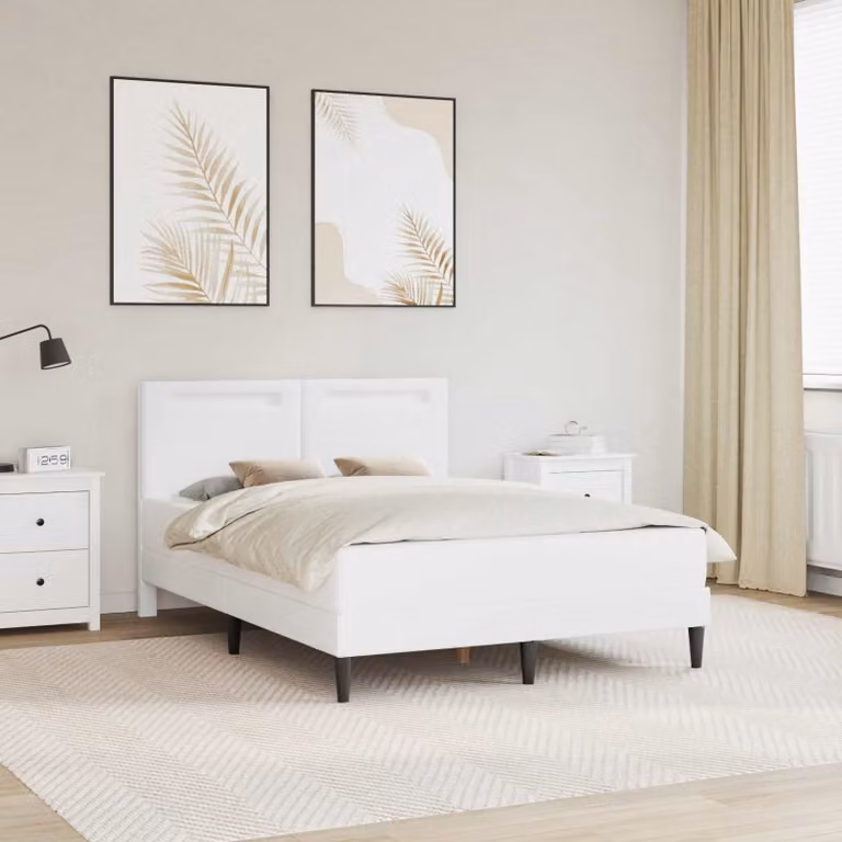 vidaXL Struttura letto moderna con testiera in similpelle bianco e porta USB, L/P/H: 120 x 200 x 96 cm