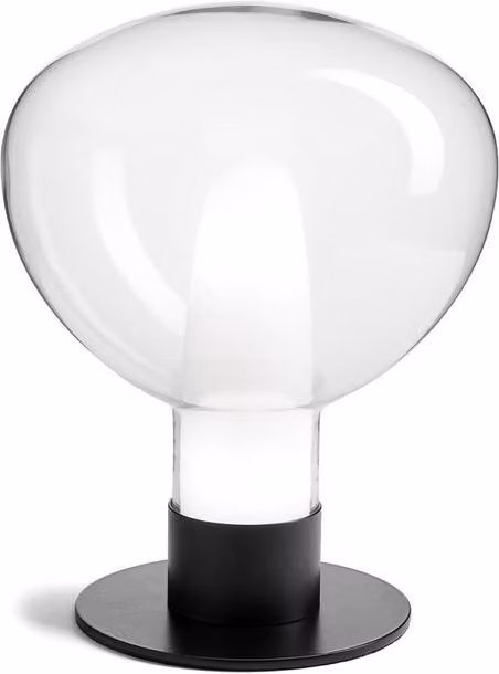 Lampada da tavolo glamour Chobin MILOOX con paralume in vetro trasparente e struttura in metallo nero, dimmerabile, 2xG9