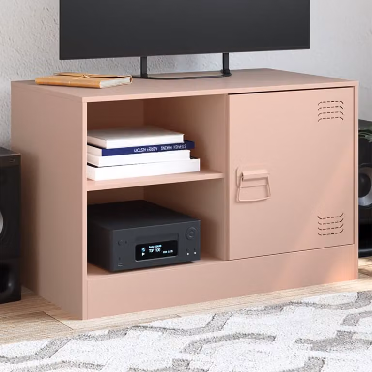 Mobile TV vidaXL Rosso in Metallo e MDF L: 67 cm, P: 39 cm, H: 44 cm