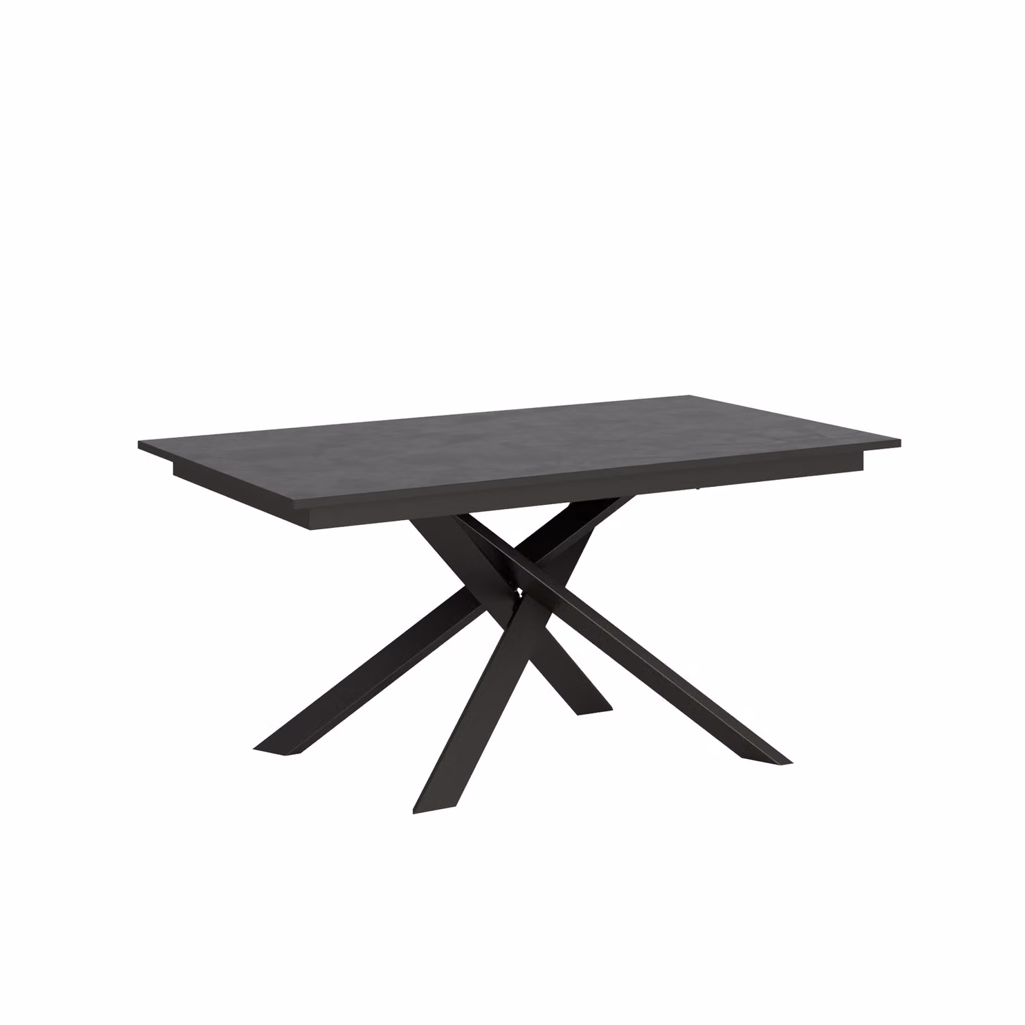 ITYHOME - Tavolo allungabile 160/220x80 cm Ganty antracite spatolato- bordo antracite telaio e gambe antracite