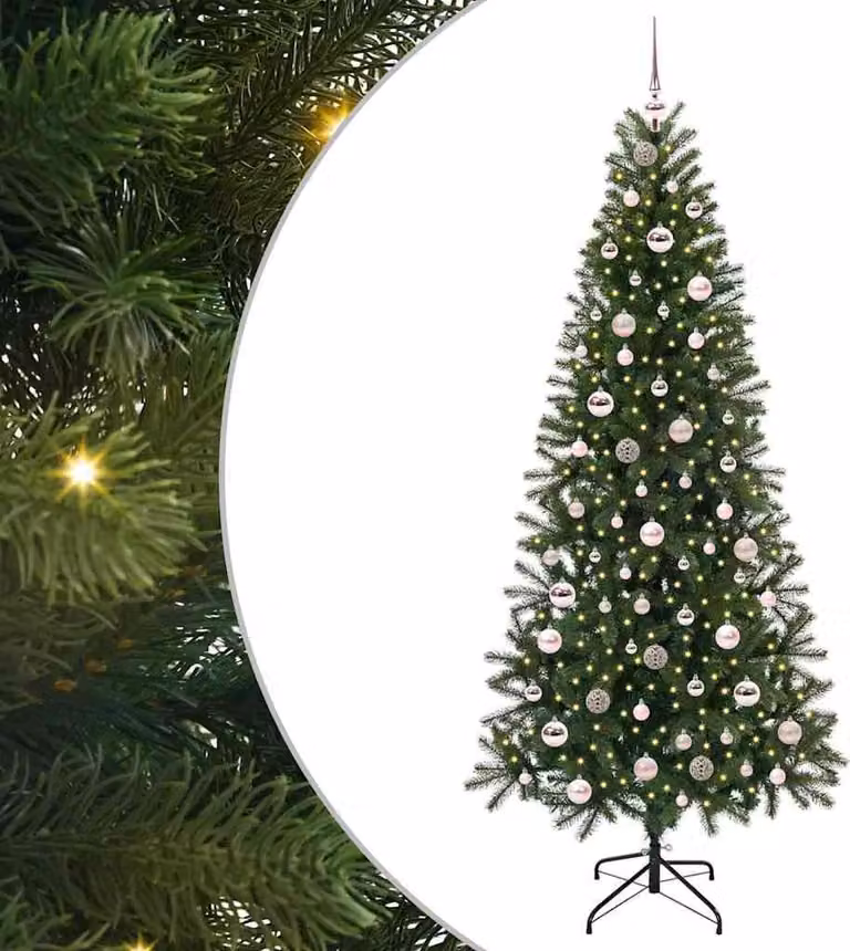 Albero di Natale artificiale con 300 LED Verde 210 cm PE e PVC