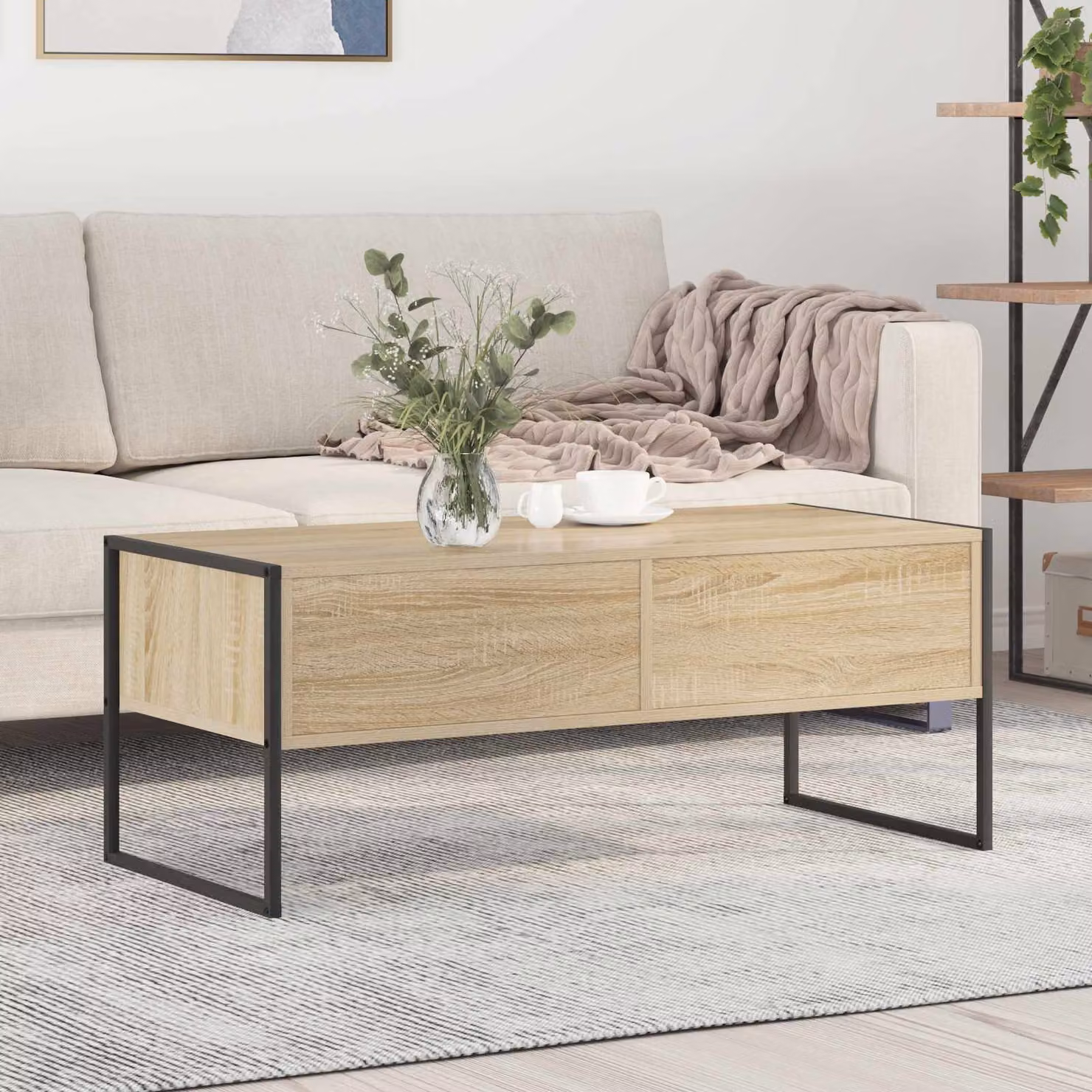 Tavolino da salotto vidaXL in stile industriale color marrone L/P/H: 100 x 46 x 40 cm