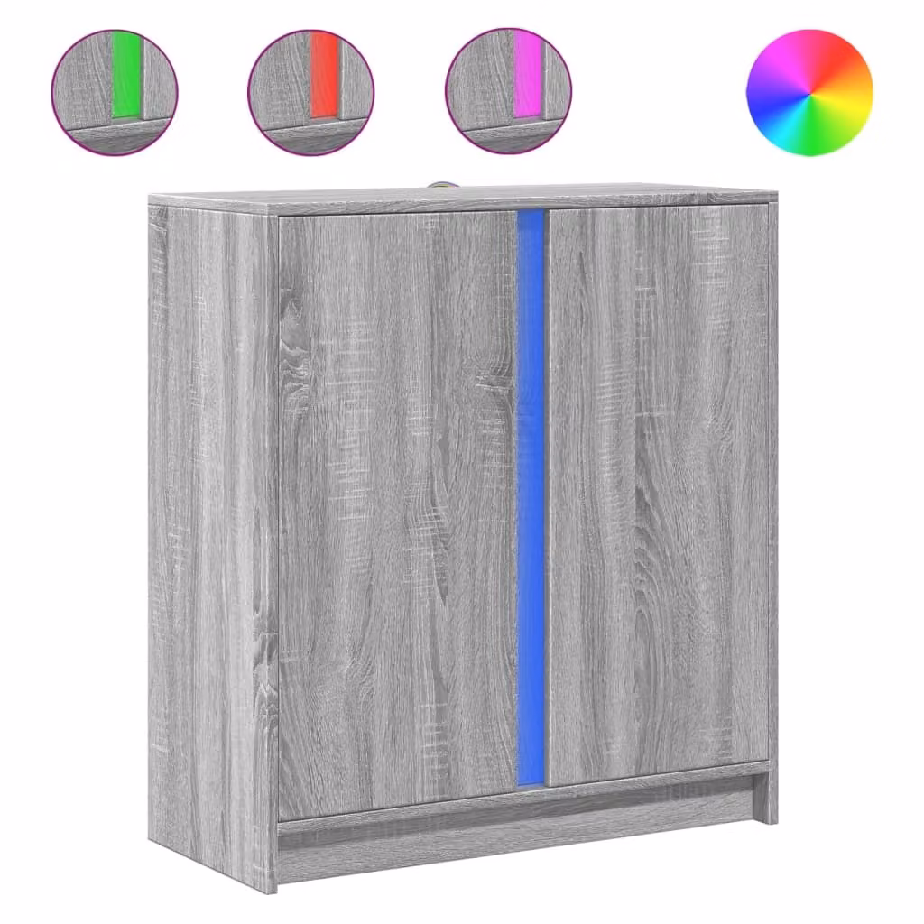 Credenza con LED Grigio Sonoma 77x34x85 cm in Legno Multistrato