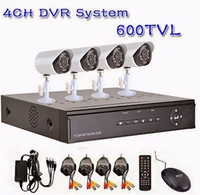 Kit Videosorveglianza Trade Shop con DVR a 4 Canali, 4 Telecamere Infrarossi LED e Controllo tramite App su Cellulare, Colore Bianco