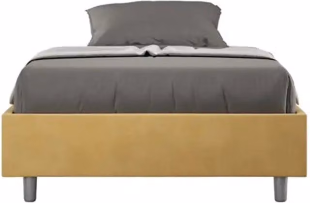 Letto una piazza e mezza contenitore imbottito 120x210 microfibra ocra Azelia