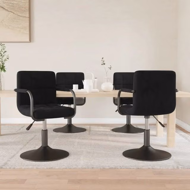 Sedie da Pranzo Girevoli 4 pz Nere in Velluto 3087916