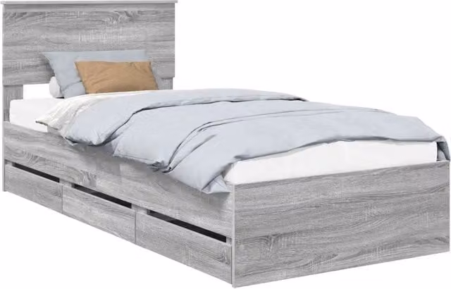 Letto singolo | Letto per adulti | Struttura del letto Grigio Sonoma Legno Ingegnerizzato
