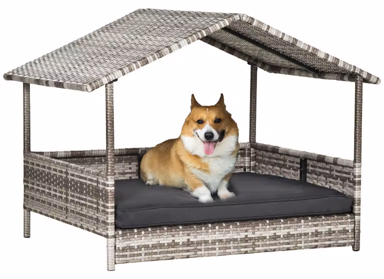 Cuccia per cani - Cuscino per cani - Kennel per cani - Casetta per cani - Letto per animali domestici - Materiale: rattan e acciaio