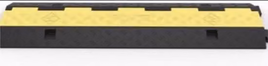 Set da 2 pezzi di ponte per cavi Drempel a 2 canali in plastica, colore giallo e nero, lunghezza: 100 cm, adatto per traffico pesante