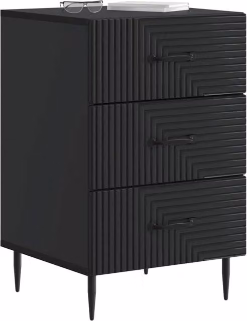 Comodino | Armadio da Notte | Mobiletto da notte Nero 43 x 41 x 66,5 cm Legno ingegnerizzato