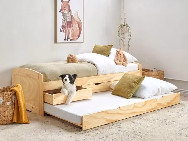 Letto estraibile per bambini BELIANI in legno di pino chiaro con cassetti di stoccaggio, misura singola 90 x 200 cm