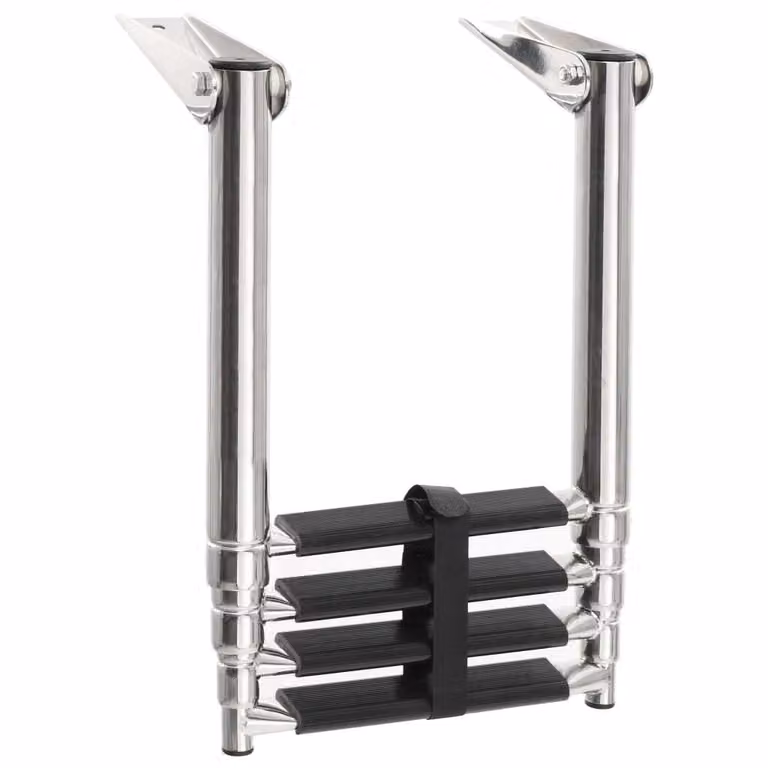Scaletta di Imbarco Pieghevole a 4 Gradini in Acciaio Inox