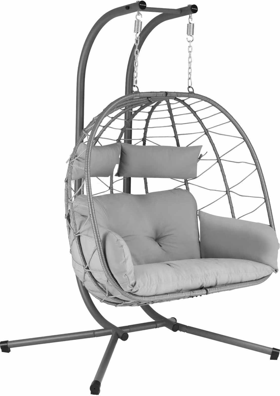 HinHocker sedia sospesa per 2 persone con telaio, grigio, altalena XXL per interni ed esterni