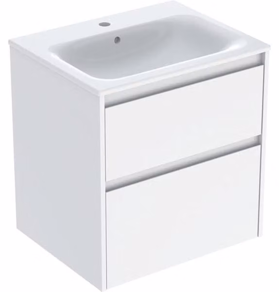 Geberit Renova Plan Ensemble lavabo pour meuble bord étroit, avec meuble sous lavabo, 2 tiroirs, 60x62,1x48cm, 504.039.01.8, 504.039.01.8