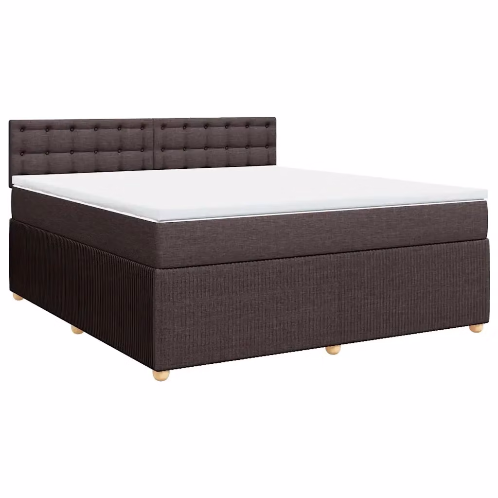 Letto Ibrido vidaXL con Giroletto a Molle e Materasso in Tessuto Marrone e Bianco L/P: 180 x 200 cm – 2
