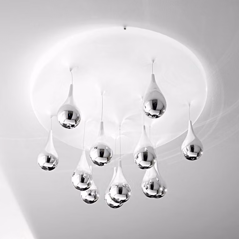 Sil-Lux Plafoniera di design Pioggia, Cromo / Argento, Soggiorno / Sala da pranzo, Vetro, Design, Plafoniera