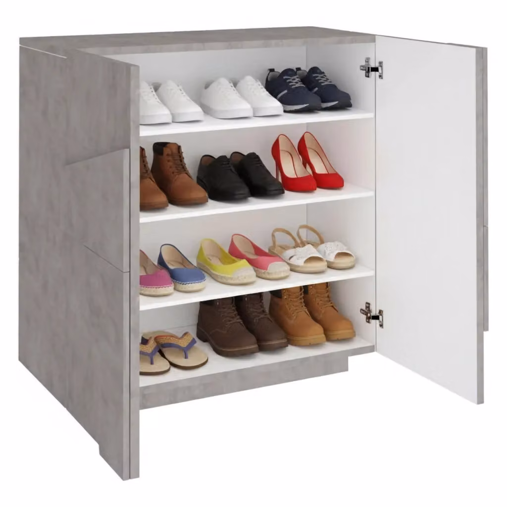 Scarpiera Apetta DMORA Grigio Opaco con 2 Ante e Ripiani Interni L: 81 cm, P: 38 cm, H: 86 cm – 2