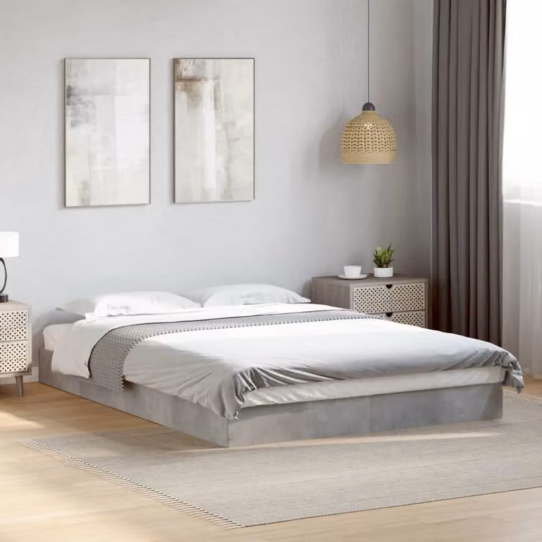 vidaXL Giroletto moderno in legno multistrato grigio cemento L/P: 140 x 200 cm