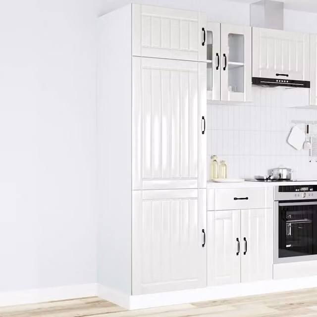 Armadio da Cucina-Credenza da Cucina Lucca Bianco Lucido in Legno Multistrato