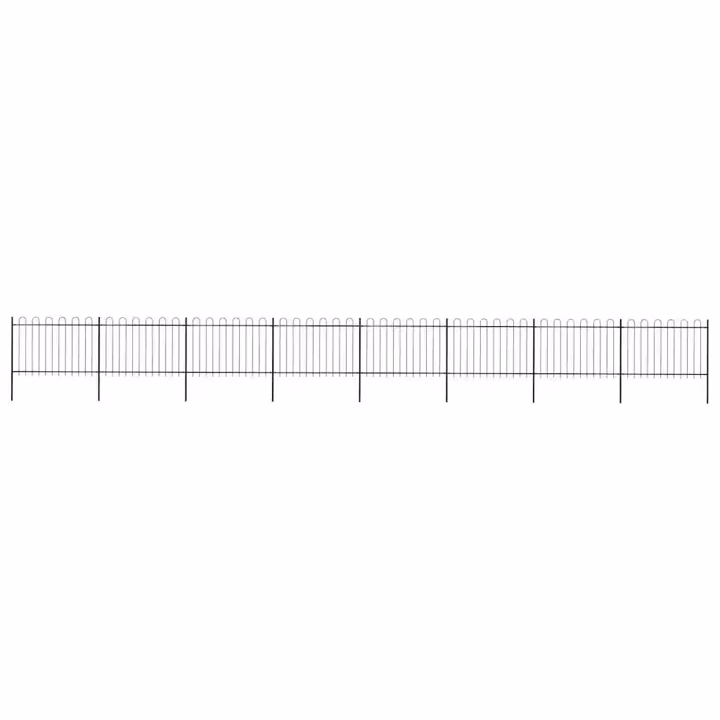 Recinzione da giardino vidaXL in acciaio con parte superiore ad anello, colore nero, L: 1339 cm, H: 120 cm