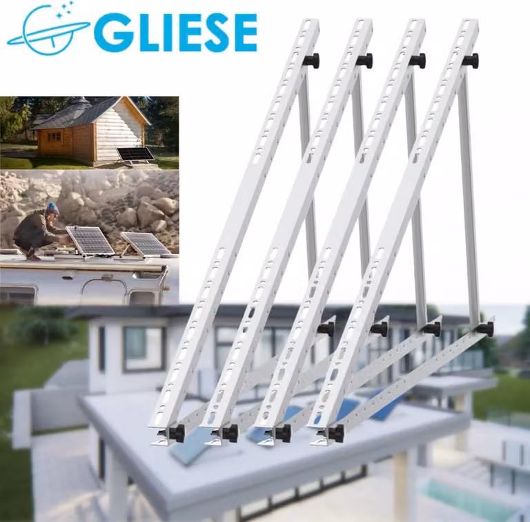 Staffa per pannello solare 118CM 46inch 4 pezzi tetto piano per 2 pannelli solari balcone power plant.0°-90° elevazione montaggio pannello solare 0% IVA