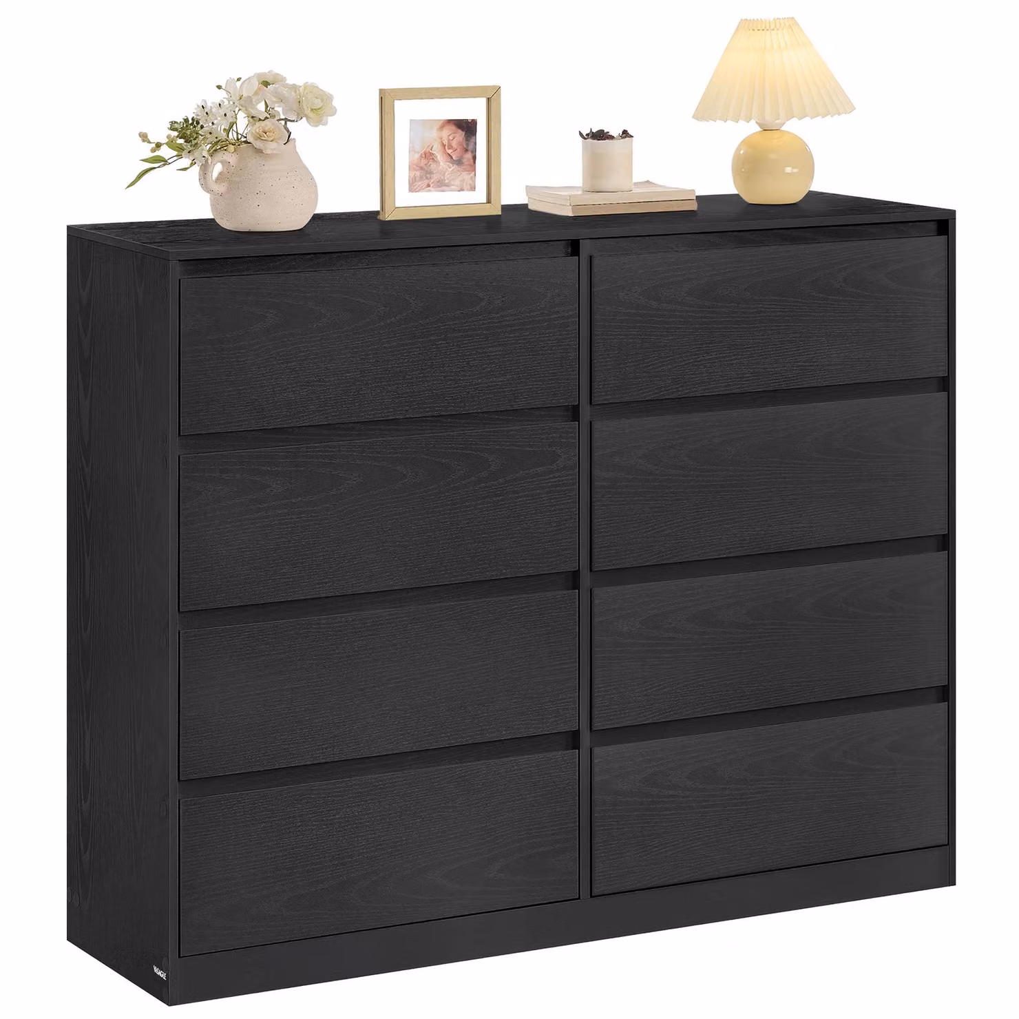 Comodà VASAGLE, mobile contenitore, con 8 cassetti, per camera da letto, 40 x 119,4 x 97,5 cm, stile moderno, nero