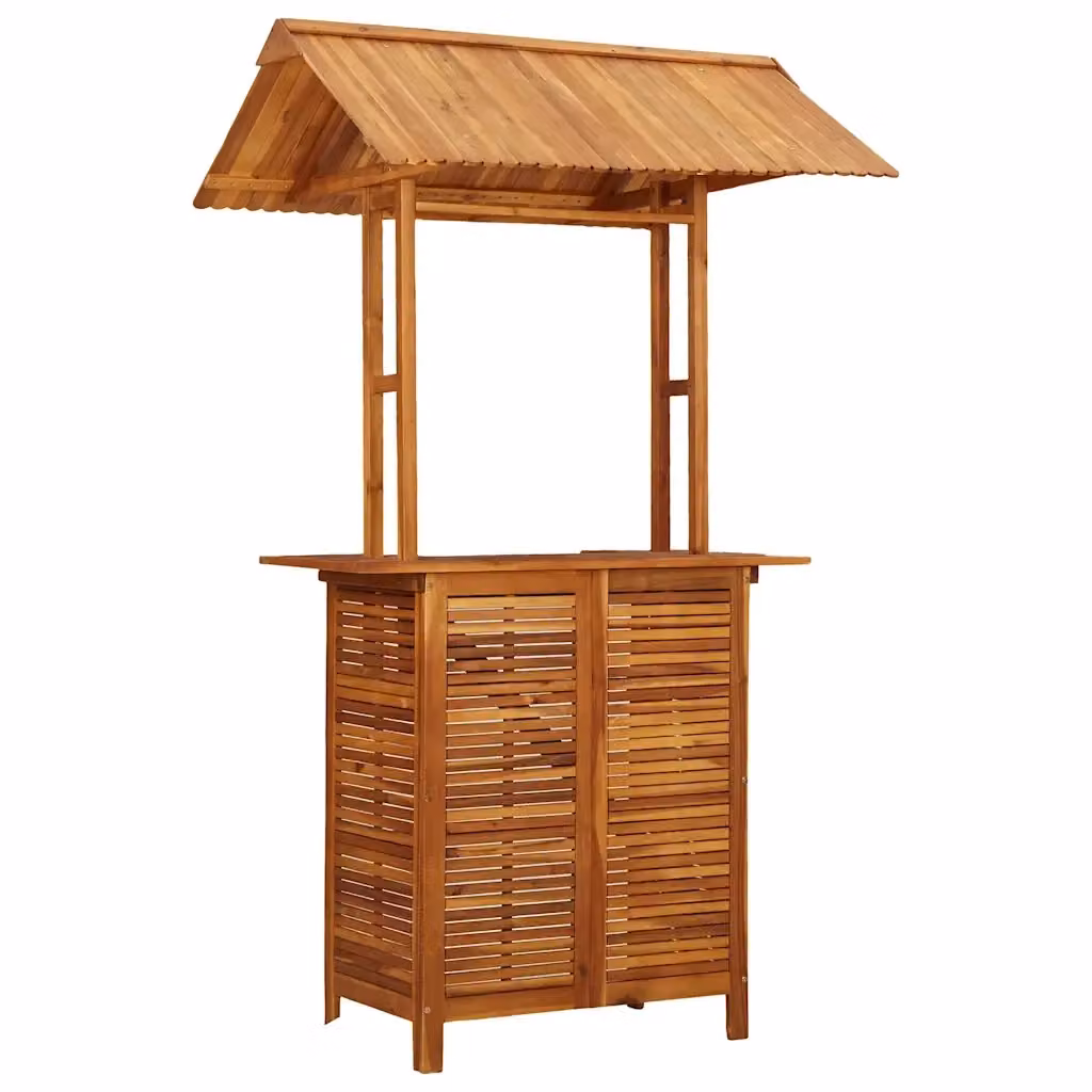 vidaXL Tavolo Bar Esterno con Tetto in Legno di Acacia Marrone L: 113 cm, P: 106 cm, H: 217 cm – 2