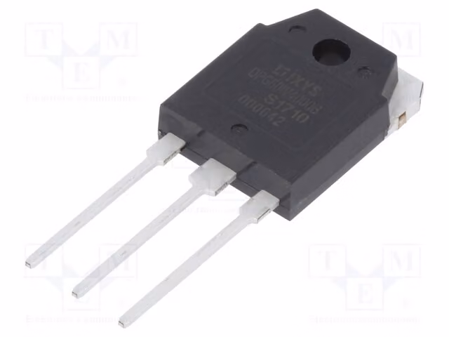 1x Diodo: raddrizzatore 400V, tipo a tubo, corrente di picco inversa (Ifsm): 450A, montaggio su telaio (THT), package TO3P, 60A, 275W, modello DPG60IM400QB, marca Unive
