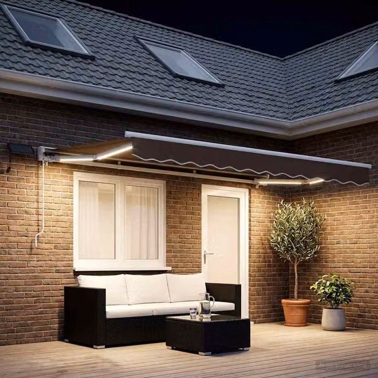 vidaXL Cornice per Tenda Manuale con LED in Alluminio e Poliestere, L: 400 cm