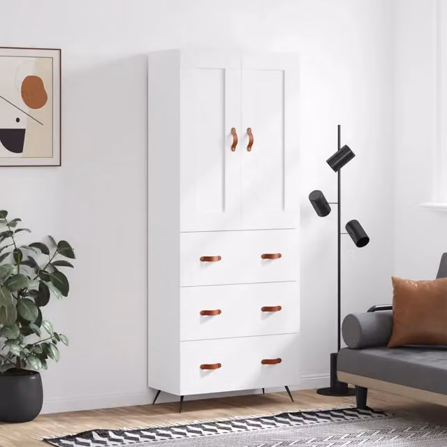 Credenza Bianca 69,5x34x180 cm in Legno Multistrato 3199721