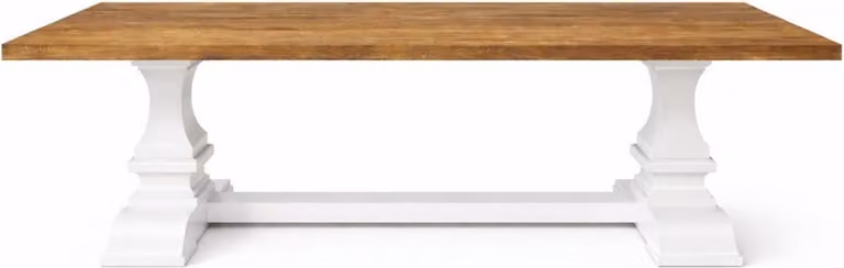 Casa Padrino Tavolo da pranzo in legno massello stile rustico Marrone / Bianco 220 cm - Mobili per sala da pranzo