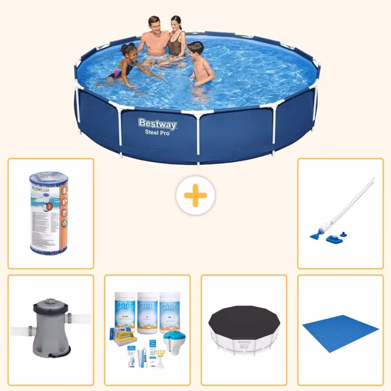 Bestway Steel Pro, piscina in acciaio, rotonda - 366x76 cm - 7 pezzi, modello S21596