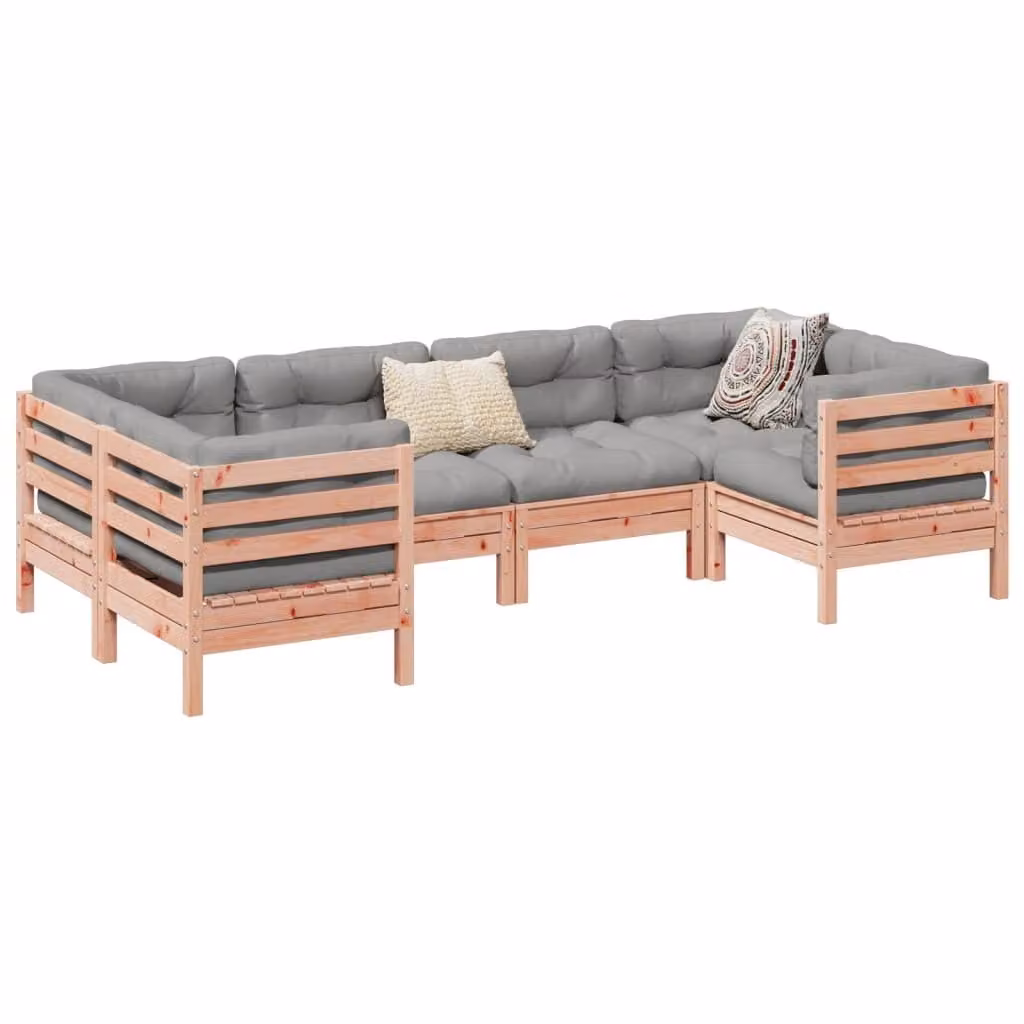 The Living Store Set di divani da giardino 6 pezzi con cuscini in legno massiccio di abete Douglas