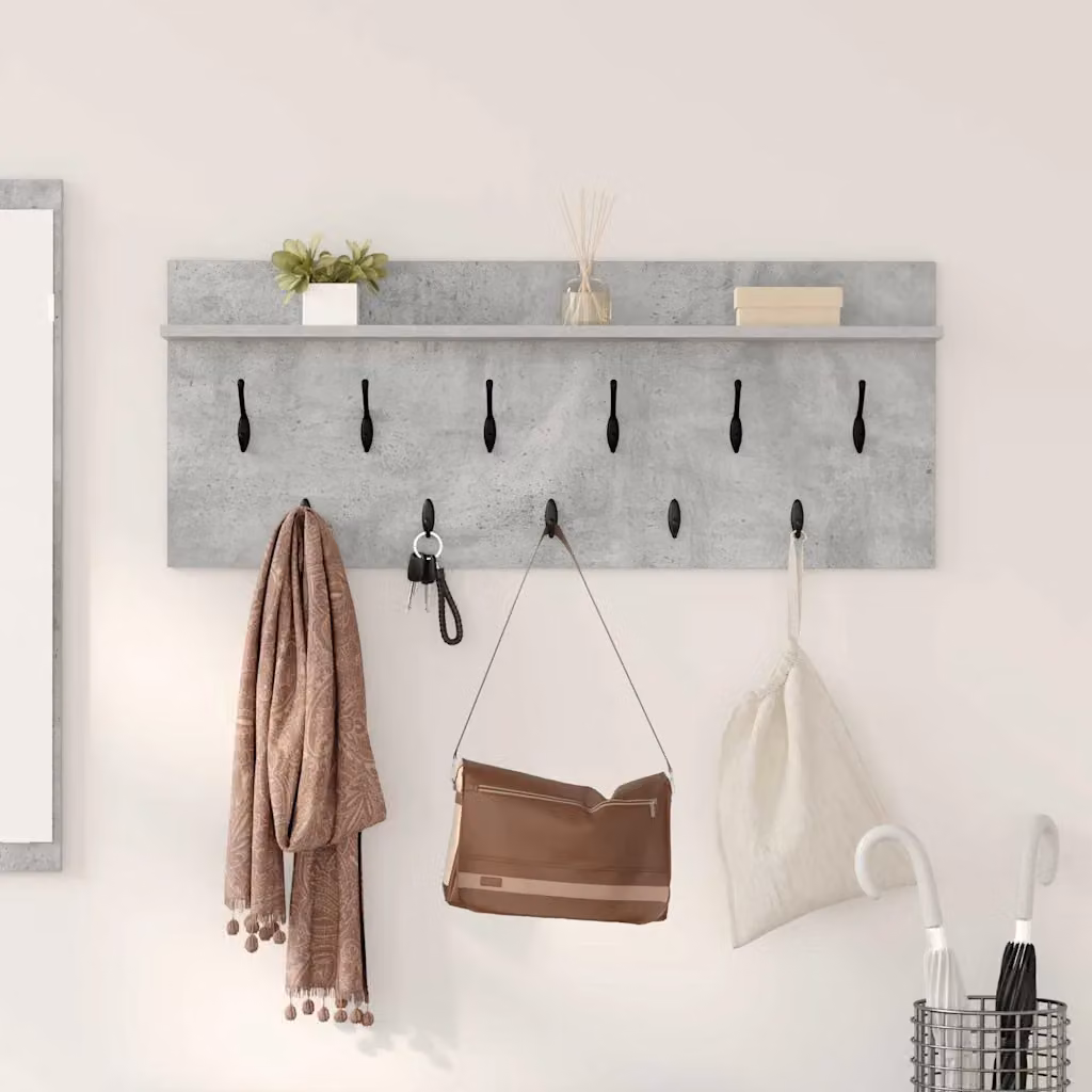 vidaXL Appendiabiti a muro minimalista in MDF Grigio, L 100 x P 40 x H 12 cm