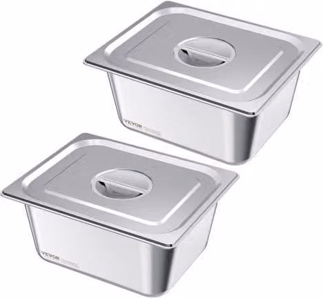 Set di 2 Pentole per Vapore VEVOR in Acciaio Inox Argento, Capacità 32,5 l, Profondità: 14,9 cm