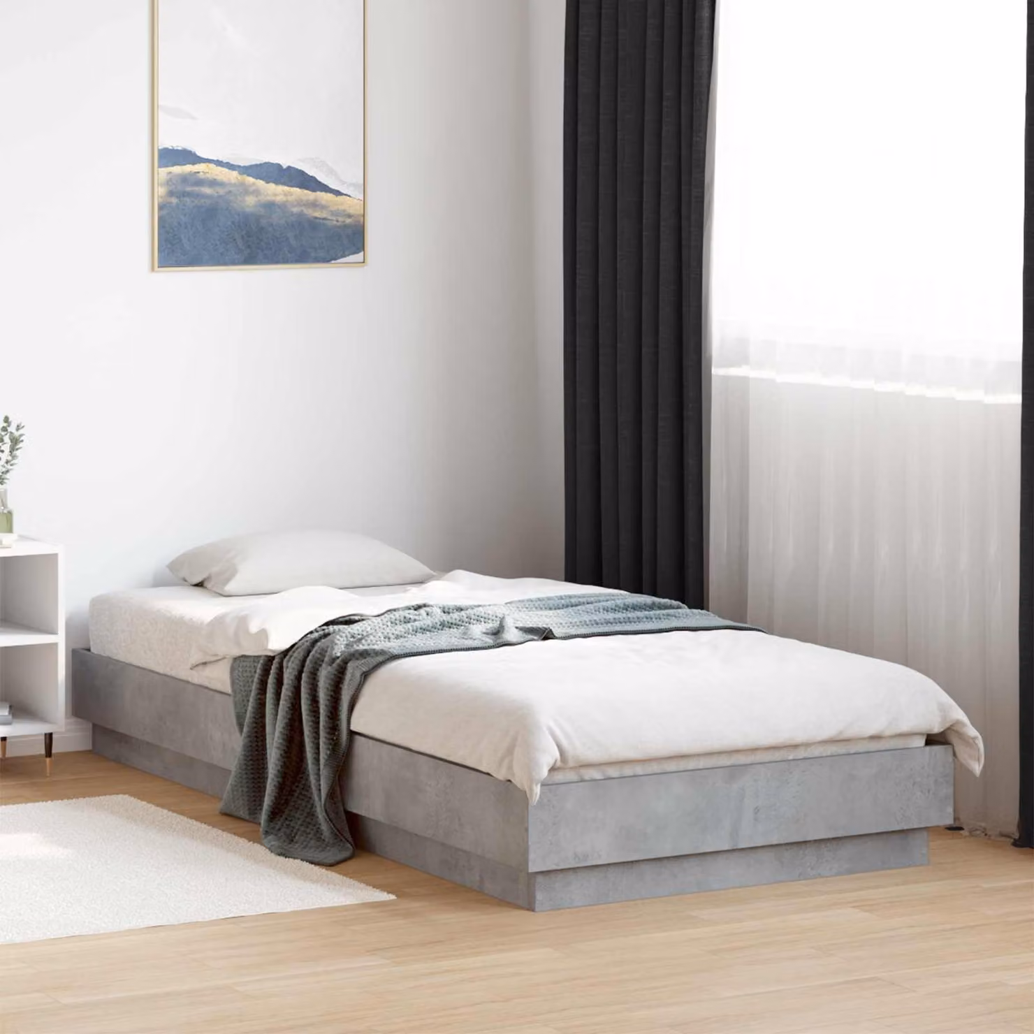 Struttura letto a pavimento vidaXL in legno MDF Grigio, L: 80 cm, P: 200 cm, H: 23 cm