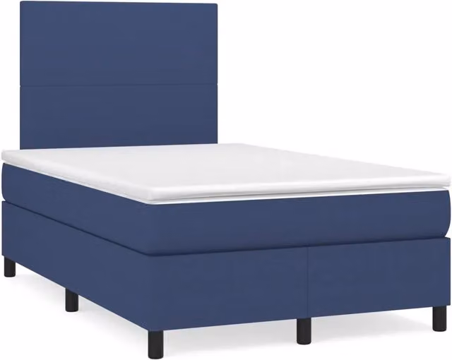 Letto Ibrido vidaXL con Materasso Blu e Bianco in Tessuto e Struttura in Legno di Pino L/P/H: 200 x 120 x 193 cm