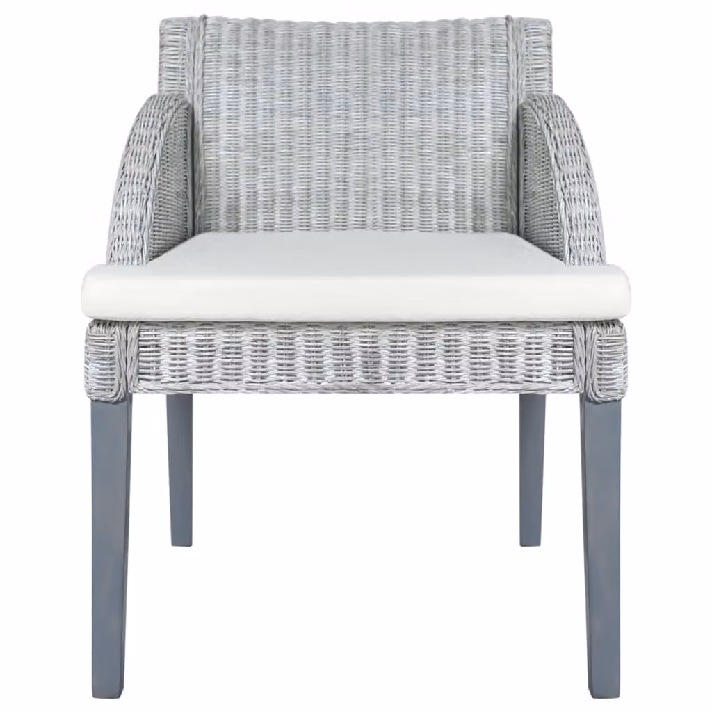 vidaXL Sedia da pranzo con cuscino in rattan naturale grigio