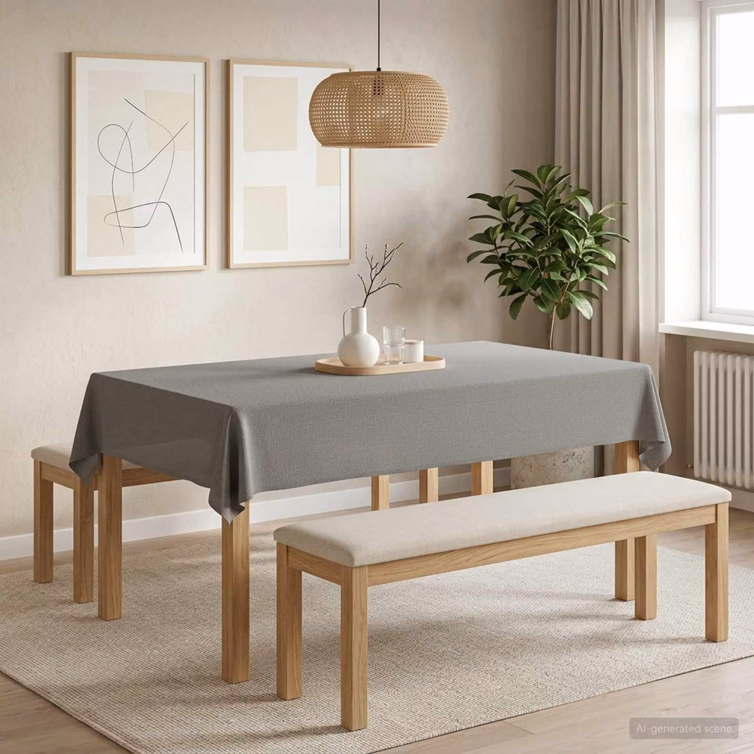 Tovaglia da tavolo rettangolare vidaXL Grigio Chiaro, idrorepellente e antimacchia, L: 110 cm, P: 180 cm