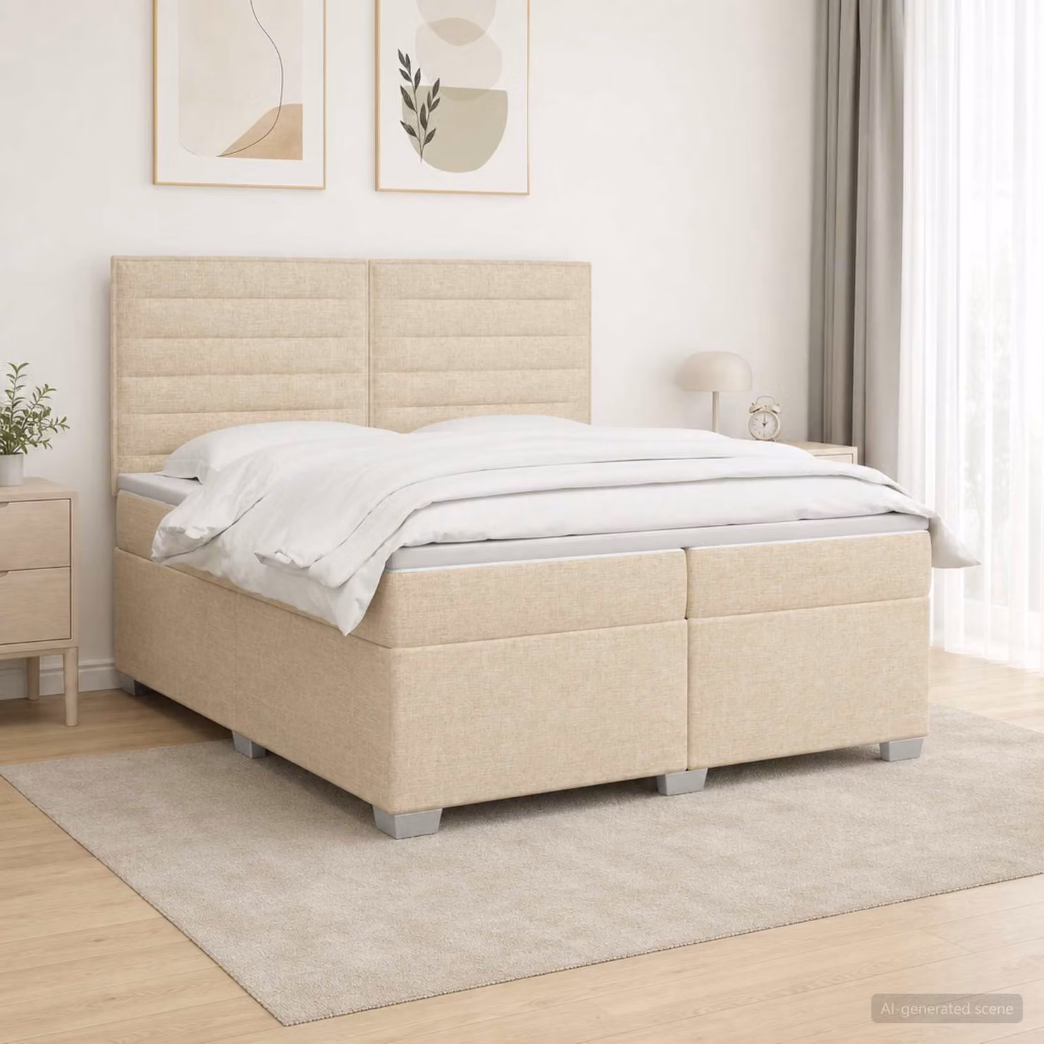 Letto box spring vidaXL con materasso a molle insacchettate in tessuto multicolore L/P/H: 200 x 200 x 140,5 cm