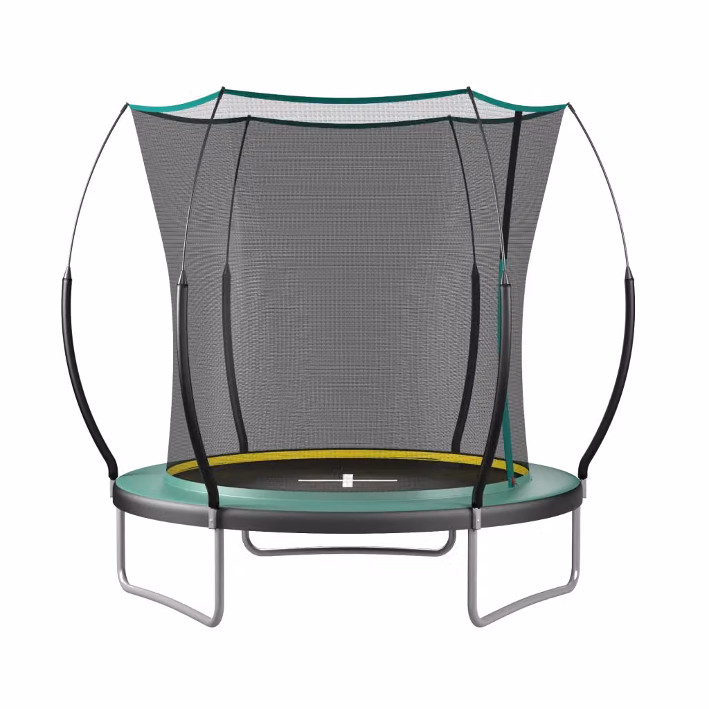 Trampolino da esterno WISHDOR con rete di sicurezza e design senza fessure, verde – 2
