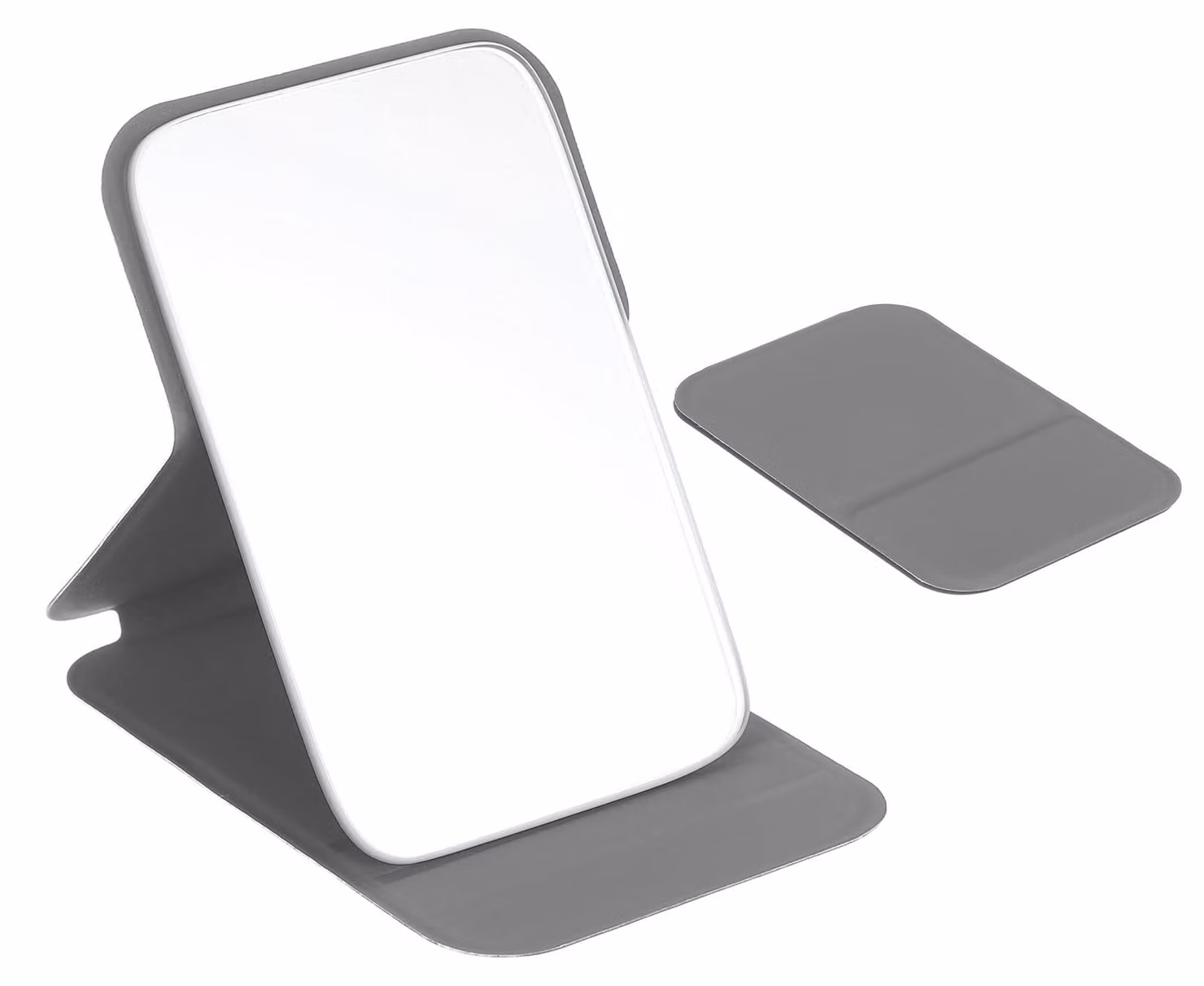 Specchio compatto pieghevole, 10,9 cm, confezione da 2, specchio da trucco, colore grigio