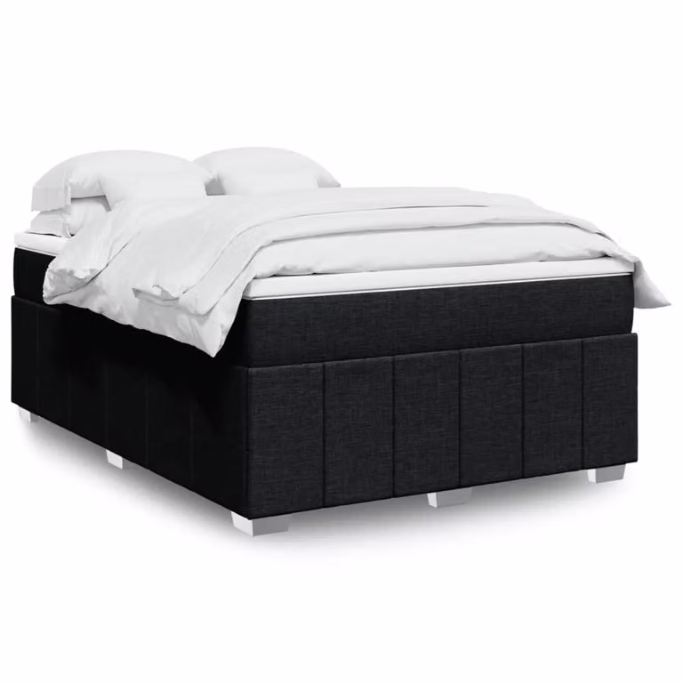 vidaXL Giroletto a Molle con Materasso Ibrido in Tessuto Nero, L/P/H: 140 x 200 cm