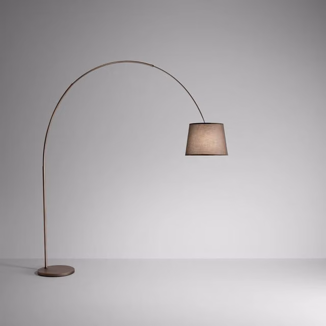 Piantana Contemporanea Arche Metallo Marrone Tessuto 1 Luce E27