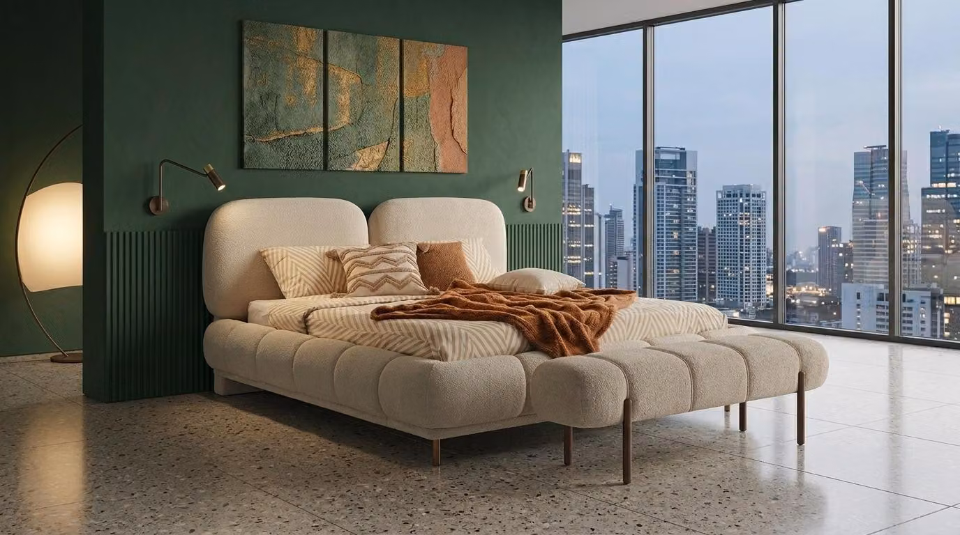 Bett Bank: camera da letto, stile moderno, beige, comoda, pratica, confortevole